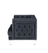 Rich charcoal velvet button tufted modern style chair by Acme additional picture 5