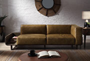 Chestnut top grain leather & rustic oak industrial style sofa by Acme additional picture 2