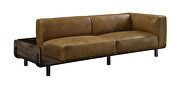Chestnut top grain leather & rustic oak industrial style sofa by Acme additional picture 3