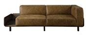 Chestnut top grain leather & rustic oak industrial style sofa by Acme additional picture 4