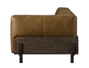Chestnut top grain leather & rustic oak industrial style sofa by Acme additional picture 6