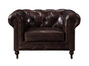 Vintage brown top grain leather classic chesterfield design sofa by Acme additional picture 11