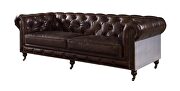 Vintage brown top grain leather classic chesterfield design sofa by Acme additional picture 3
