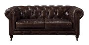 Vintage brown top grain leather classic chesterfield design sofa by Acme additional picture 8
