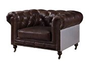 Vintage brown top grain leather classic chesterfield design sofa by Acme additional picture 10