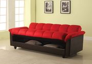 Red microfiber sofa bed w/ storage by Acme additional picture 3
