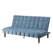Teal velvet upholstery & dark walnut finish base sofa bed by Acme additional picture 3