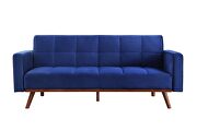 Blue velvet & natural finish cozy and breezy style sofa bed by Acme additional picture 6