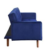 Blue velvet & natural finish cozy and breezy style sofa bed by Acme additional picture 8