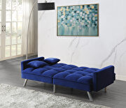 Blue velvet upholstery grid tufted seat and back sofa bed by Acme additional picture 2