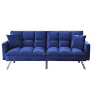 Blue velvet upholstery grid tufted seat and back sofa bed by Acme additional picture 4