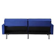 Blue velvet upholstery grid tufted seat and back sofa bed by Acme additional picture 6