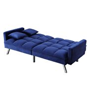 Blue velvet upholstery grid tufted seat and back sofa bed by Acme additional picture 7