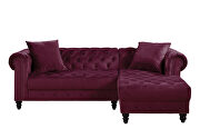 Red velvet upholstery elegant sectional sofa by Acme additional picture 2