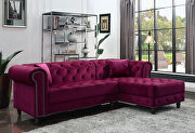 Red velvet upholstery elegant sectional sofa by Acme additional picture 3