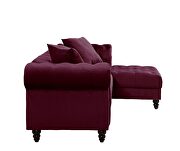 Red velvet upholstery elegant sectional sofa by Acme additional picture 4