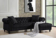 Black velvet upholstery elegant sectional sofa by Acme additional picture 2