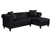 Black velvet upholstery elegant sectional sofa by Acme additional picture 3