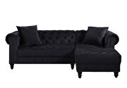 Black velvet upholstery elegant sectional sofa by Acme additional picture 4