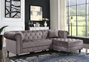 Gray velvet upholstery elegant sectional sofa by Acme additional picture 2