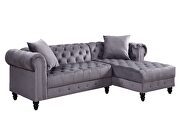 Gray velvet upholstery elegant sectional sofa by Acme additional picture 3