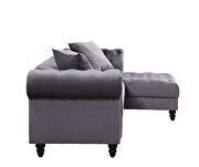 Gray velvet upholstery elegant sectional sofa by Acme additional picture 5