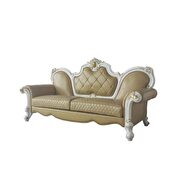 Antique pearl & butterscotch pu leather sofa additional photo 2 of 4