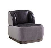 Antique slate top grain leather & gray velvet accent chair by Acme additional picture 2