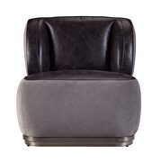 Antique slate top grain leather & gray velvet accent chair by Acme additional picture 3