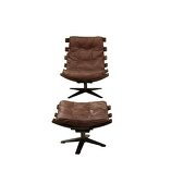 Retro brown top grain leather 2pc pack chair & ottoman additional photo 5 of 6