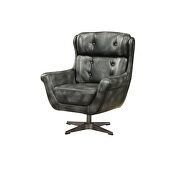 Vintage black top grain leather accent chair additional photo 2 of 5