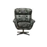 Vintage black top grain leather accent chair additional photo 3 of 5