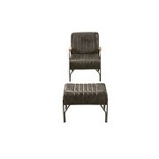 Distress espresso top grain leather 2pc pack chair & ottoman additional photo 3 of 5