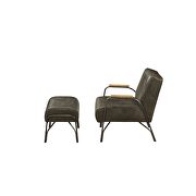 Distress espresso top grain leather 2pc pack chair & ottoman by Acme additional picture 4
