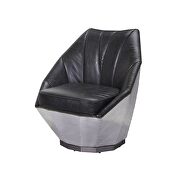 Distress espresso top grain leather & aluminum accent chair by Acme additional picture 2