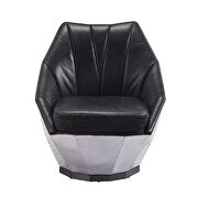 Distress espresso top grain leather & aluminum accent chair by Acme additional picture 3