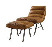 Toffee top grain leather horizontal tufted accent lounge chair by Acme additional picture 2