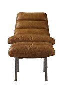 Toffee top grain leather horizontal tufted accent lounge chair by Acme additional picture 3