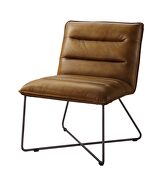 Saddle brown top grain leather armless lounge chair by Acme additional picture 2