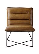 Saddle brown top grain leather armless lounge chair by Acme additional picture 3