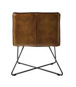 Saddle brown top grain leather armless lounge chair by Acme additional picture 5