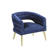 Blue velvet upholstery & gold finish metal legs lounge arm chair by Acme additional picture 2