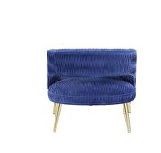 Blue velvet upholstery & gold finish metal legs lounge arm chair by Acme additional picture 3
