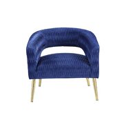 Blue velvet upholstery & gold finish metal legs lounge arm chair by Acme additional picture 4