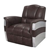 Retro brown top grain leather & aluminum accent chair additional photo 2 of 5