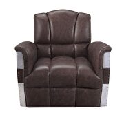 Retro brown top grain leather & aluminum accent chair by Acme additional picture 3