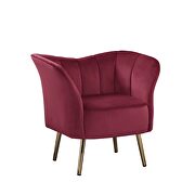 Burgundy velvet & gold accent chair additional photo 2 of 4
