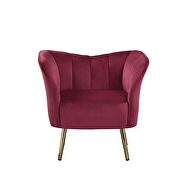 Burgundy velvet & gold accent chair by Acme additional picture 3