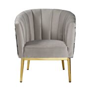 Gray velvet & gold accent chair additional photo 2 of 4