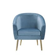 Blue velvet & gold accent chair by Acme additional picture 3